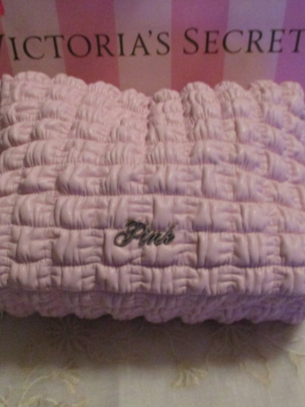 PINK Top-Zip Makeup Bag, (Pink Tulip) NWT